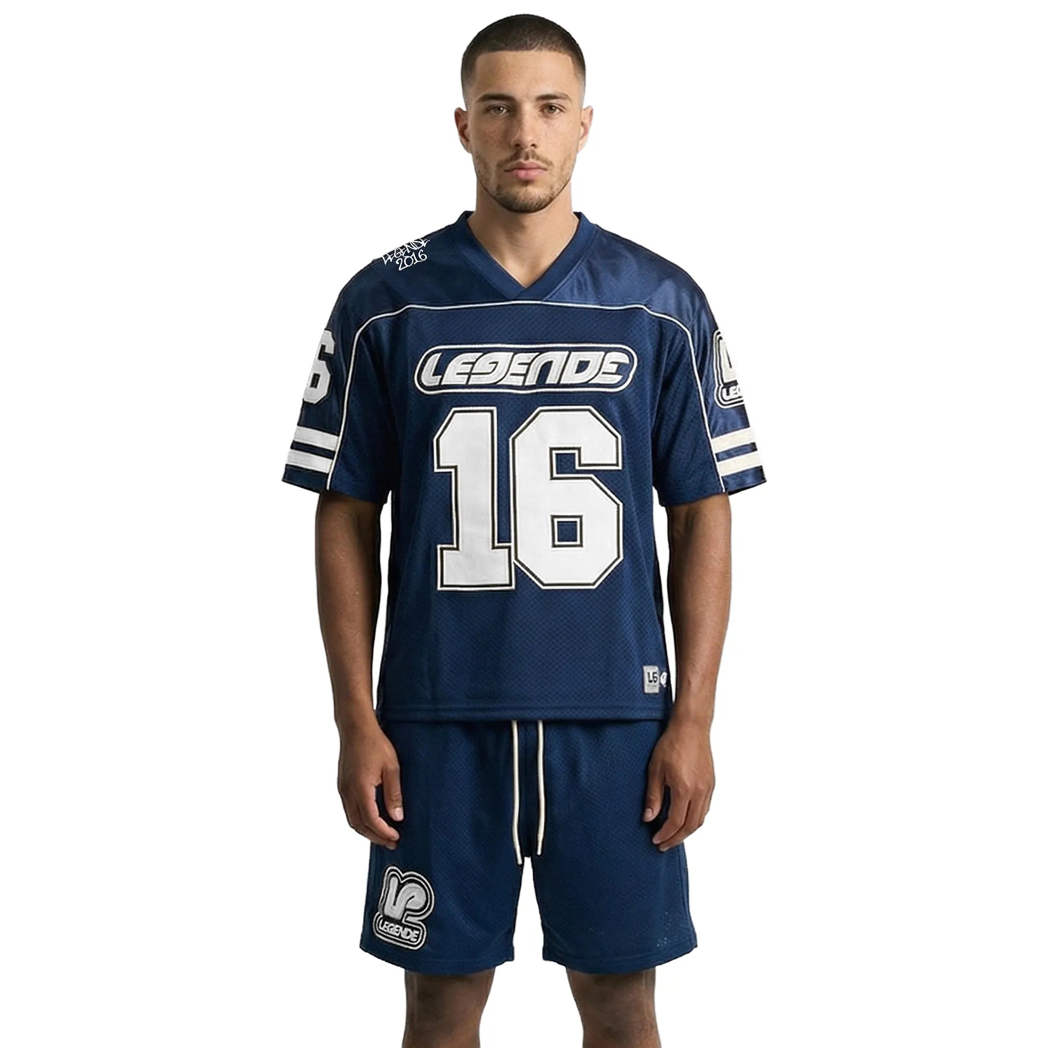 Front View of Légende Paris Core Mesh Blue Jersey